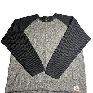 Eddie Bauer Mens XL Lambs Wool Blend Sweater Casual Outdoor Style Gray & Black